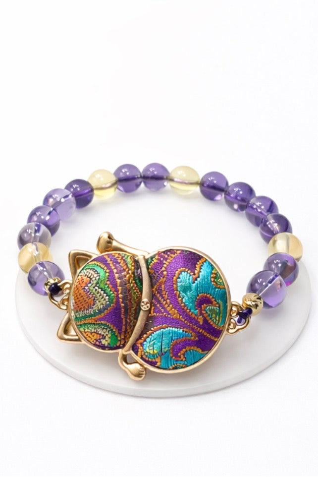 Handmade Cat Charm Beaded Bracelet ✨ | Unique Gift for Cat Lovers