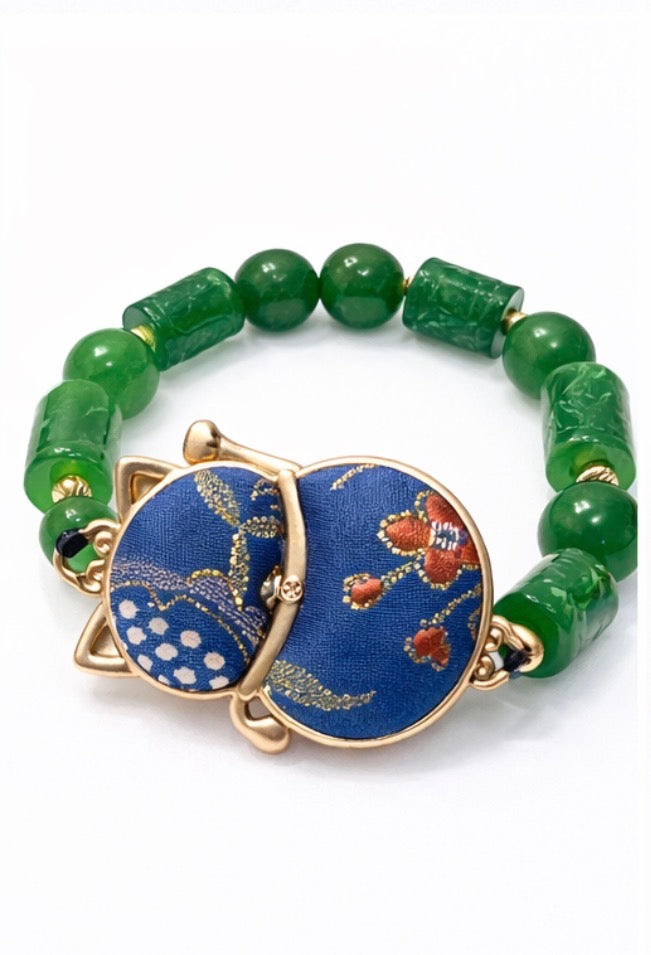 Handmade Cat Charm Beaded Bracelet ✨ | Unique Gift for Cat Lovers