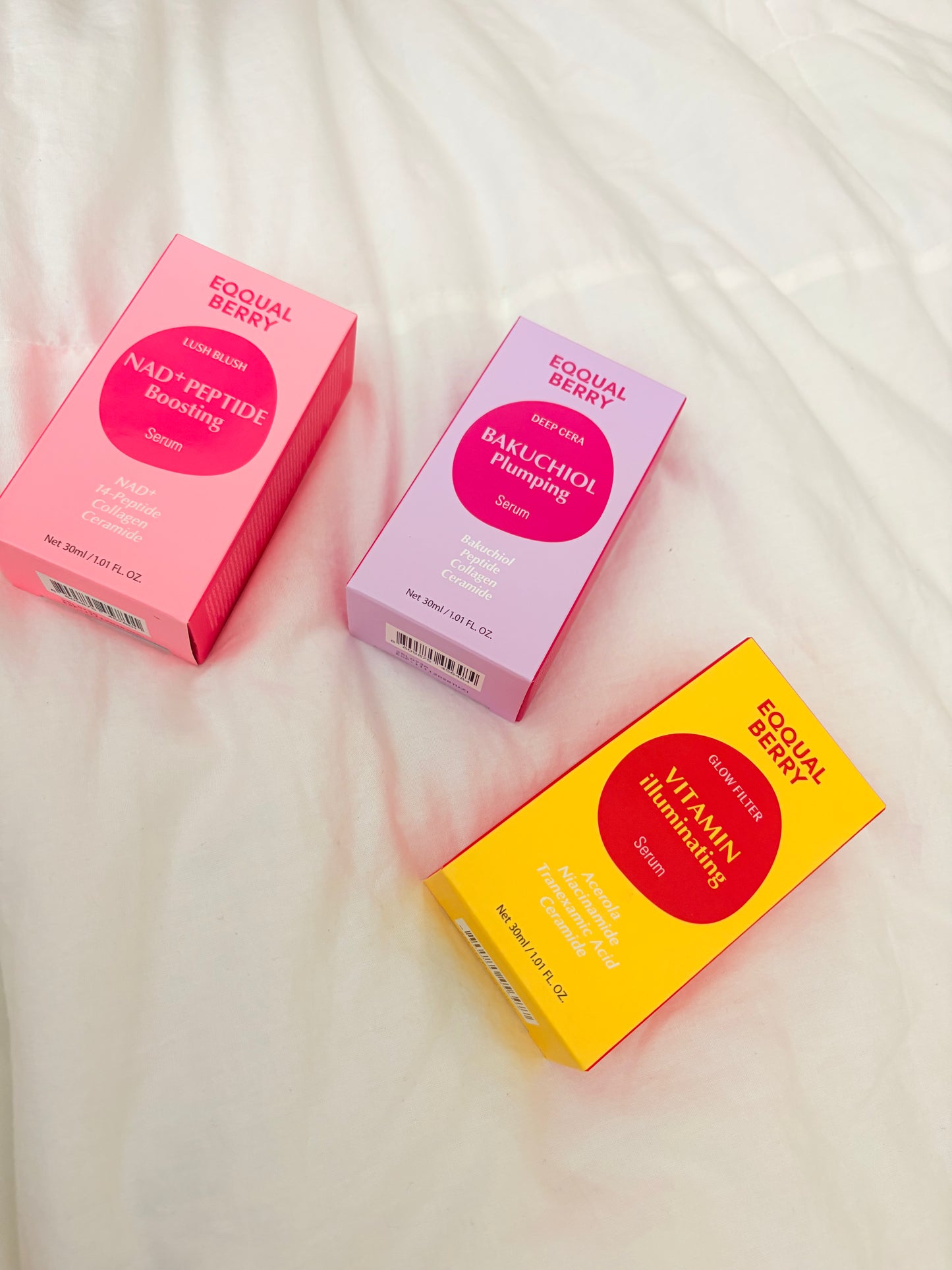 EQQUAL BERRY Serum Set | NAD+ Peptide, Bakuchiol & Vitamin Serums | 3 x 30ml
