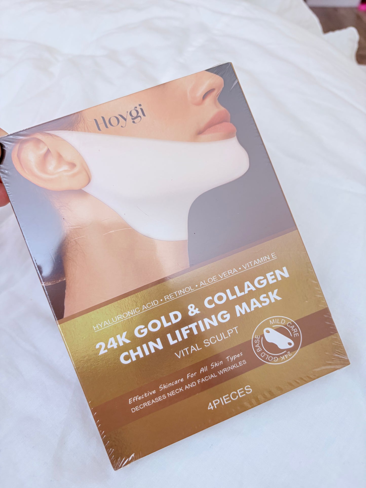 Hoygi 24K Gold Chin & Jawline Lifting Mask with Collagen & Hyaluronic Acid | 4 Pack