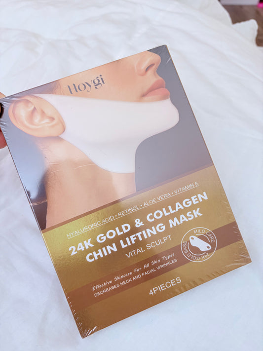 Hoygi 24K Gold Chin & Jawline Lifting Mask with Collagen & Hyaluronic Acid | 4 Pack